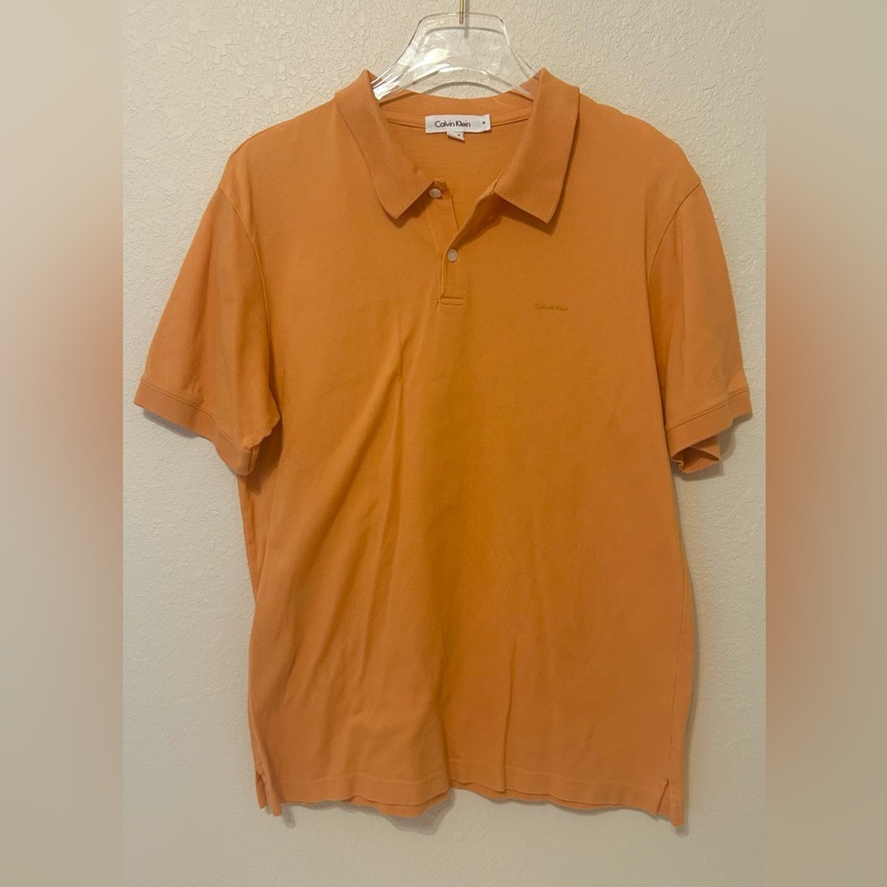 Men’s Calvin Klein Polo in Tangerine Orange 100% cotton size medium